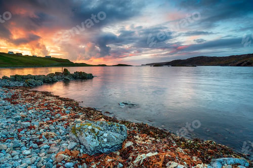 Preview: Dramatic sunset over the beach at Scourie Bay