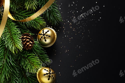 Visualização: Decoração de Natal com abeto e bugigangas no escuro