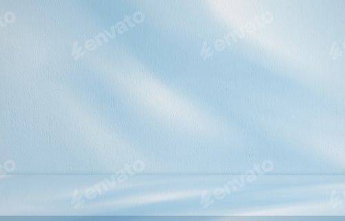 Preview: Blue Background Studio with Gradient White Light on Podium stage for Product Display Present