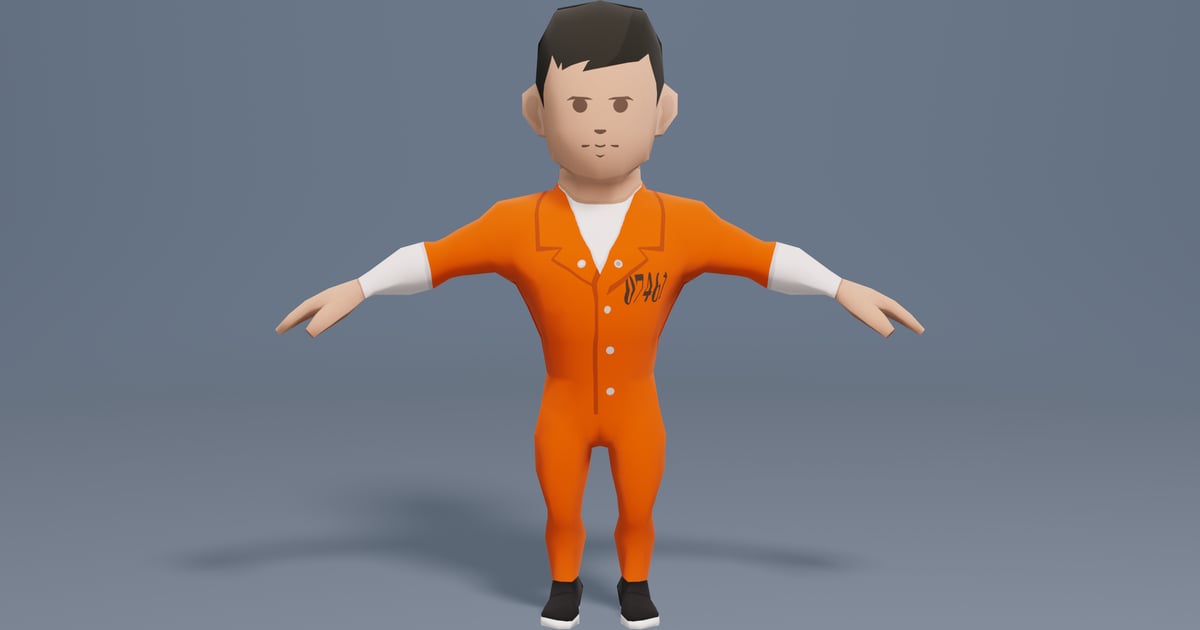 Inmate prisoner in orange uniform 3D, Incl. animation & character - Envato
