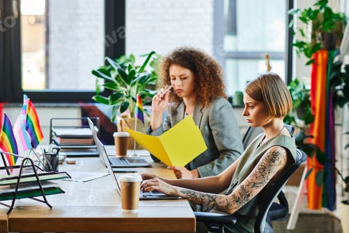 Preview: Coworkers collaborating in a creative office space celebrating diversity and inclusion