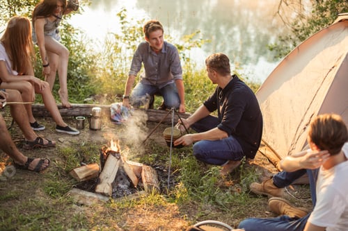 Preview: happy time with friends. camping concept