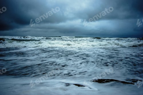 Preview: Beautiful scenery of a stormy sea with crazy sea waves - great for a wallpaper