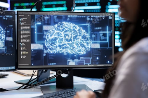 Preview: Close up shot of data center IT specialist using PC to enable AI