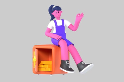 Preview: Successful woman with gold bars