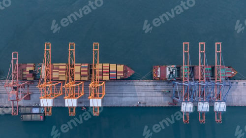 Preview: Aerial view container ship cargo freight shipping international, Global business freight shipping