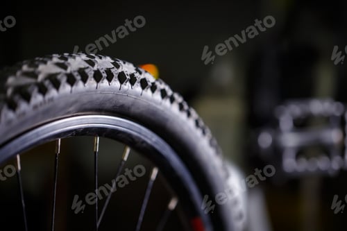 Preview: Black rubber tire with spikes for a bicycle wheel. Bike accessories