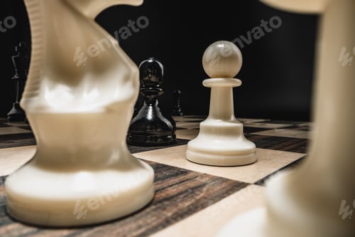 Preview: Chess figures on chess board macro photo