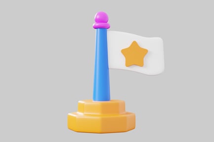 Preview: Cartoon star flag trophy object
