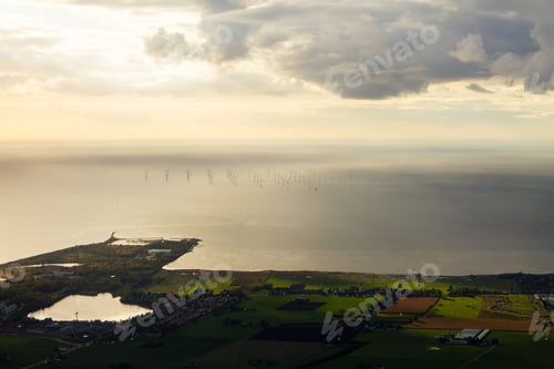 Preview: Aerial view of offshore Wind Turbines Near Copenhagen