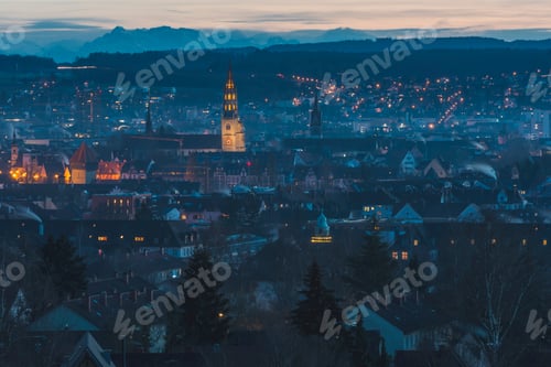 Preview: Germany, Constance, cityscape with Constance minster in the evening