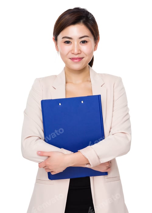 Preview: Business woman hold with clipboard