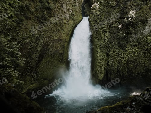 Preview: Waterfall powerful quiet nature water cold green moss trees Portland adventure hiking splash outdoor