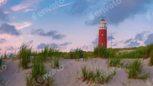 Preview: exel lighthouse during sunset Netherlands Dutch Island Texel