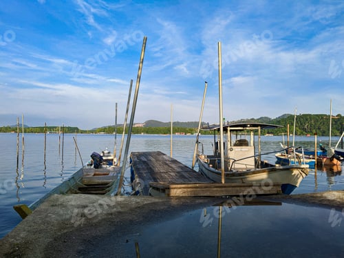 Preview: Beautiful and fresh morning atmosphere in the fishing boat jetty area