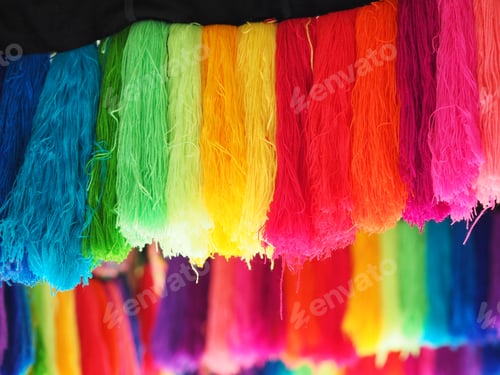 Preview: Yarn, several colors arranged abstract Gradient for background, Garn colorful pink orange red yellow