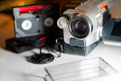 Preview: Vintage Camcorder and Video Cassette Tape Still Life