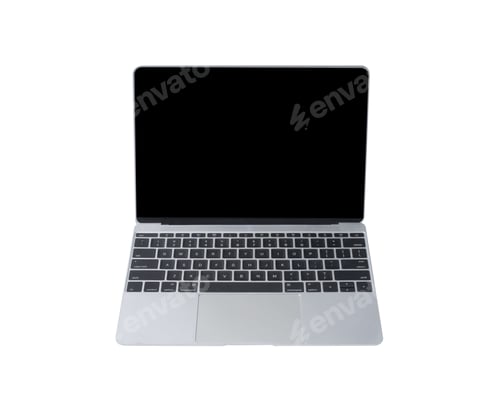 Computer laptop notebook device with blank empty screen, monitor display and keyboard