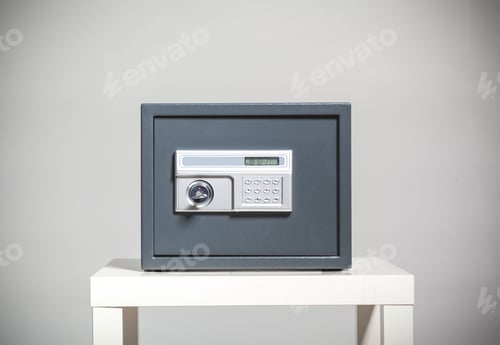 Preview: Closed safe on grey background