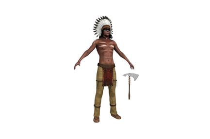 Preview: Native american figure with axe, outstretched arms