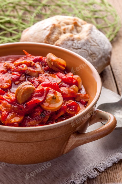 Preview: Lecho - stew with peppers, onions and sausages.