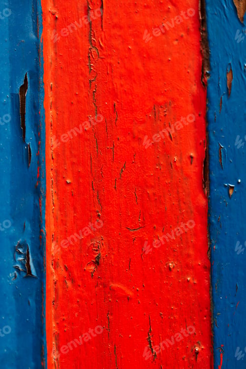 Preview: Blue and red wooden board lumber