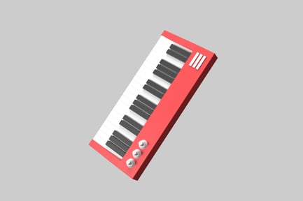 Minimalist red keyboard synthesizer