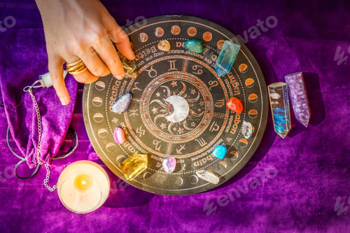 Preview: Top view of astrologer hands