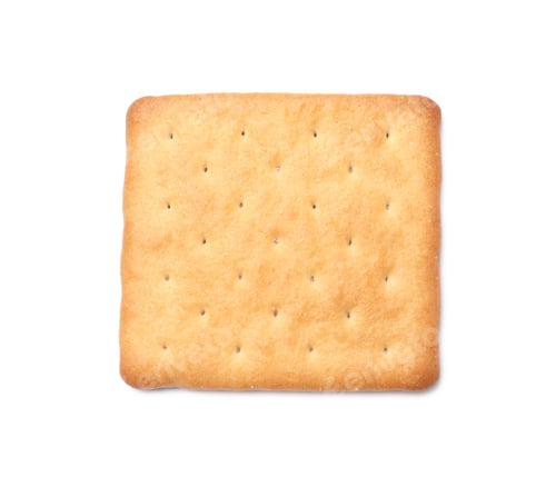 Preview: One crispy cracker isolated on white, top view. Delicious snack