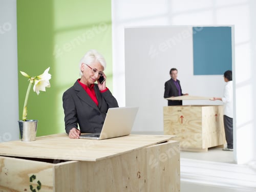 Visualização: Mulheres de negócios sênior com telefone celular