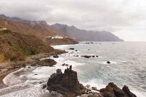 Preview: The sandy beach of Benijo on the island of Tenerife.The Canary Islands. Spain