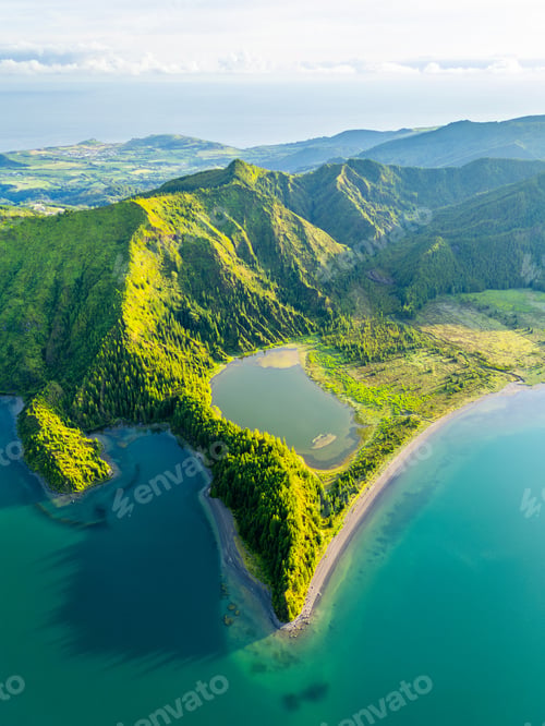 Preview: Lagoa do Fogo Lake. Azores, Sao Miguel Island. Portugal. Aerial View