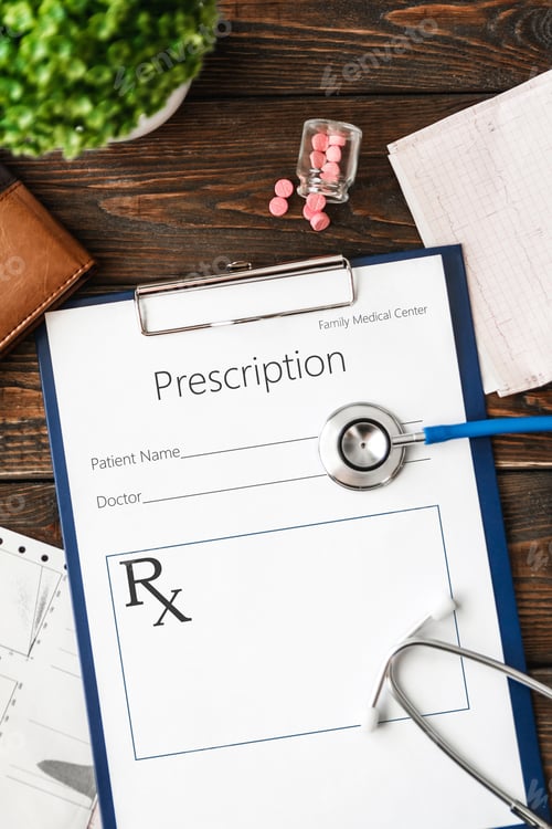 Preview: sample of prescription or recipe for drug
