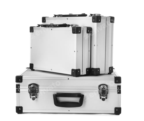 Preview: Set of aluminum hard cases on white background