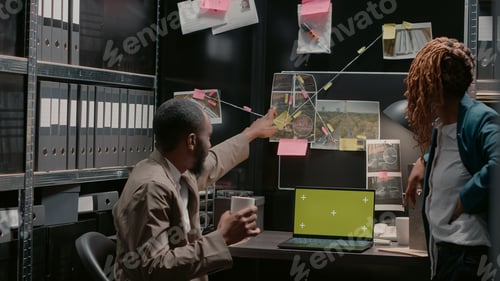 Preview: Two inspectors using greenscreen on laptop at desk