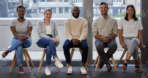 Preview: Corporate Team Posing for Group Photo Indoors