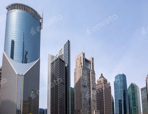 Preview: Shanghai, China, city buildings. Modern skyscrapers, high rise towers
