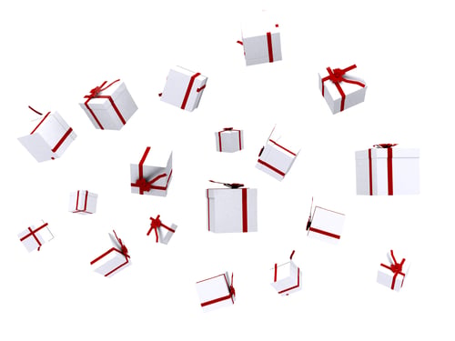 Preview: Gifts Falling Down Over White - Good For A Background