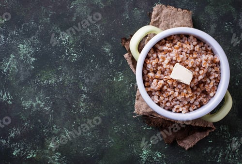 Preview: Barley porridge with butter in green pot