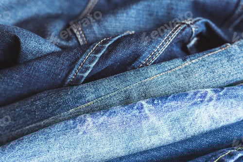 Preview: Denim Fabric Close Up with Textured Details