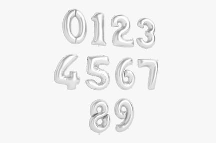 Preview: Silver Foil Number Balloons Set - 0 to 9