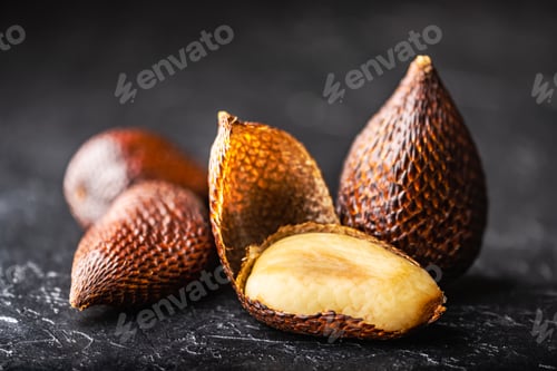 Preview: Salak fruit or snake fruit on black background