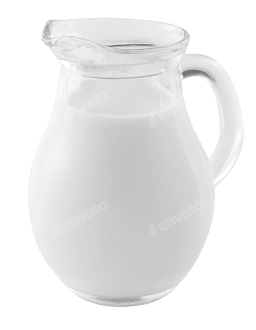 Preview: Glass Pitcher Full of White Milk Isolated