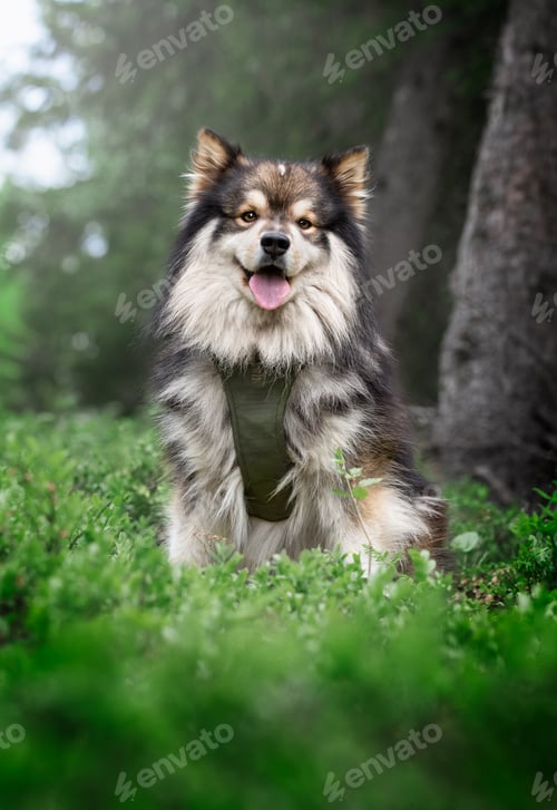 Preview: Finnish Lapphund dog sitting outdoors