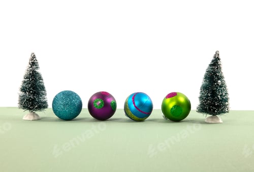 Preview: christmas balls and trees decoration for december
