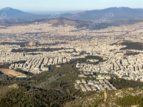 Preview: Athens cityscape viewed from Mount Hymettus upon the clear day
