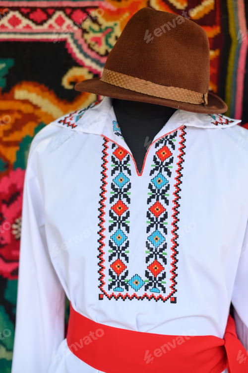 Preview: Traditional male Moldavian costume on mannequin