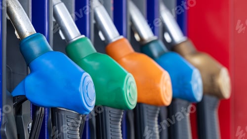 Preview: Fuel gasoline dispenser in gasoline station, Petrol pump filling nozzle at gasoline station fuel.