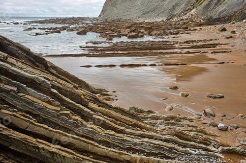 Preview: Flysch dramatic rock formation Cantabric sea in Zumaia, Euskadi