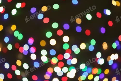 Preview: Beautiful colorful lights on dark background. Bokeh effect